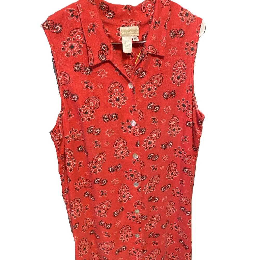 ColdWater Creek Women's Red Paisely Dress XL